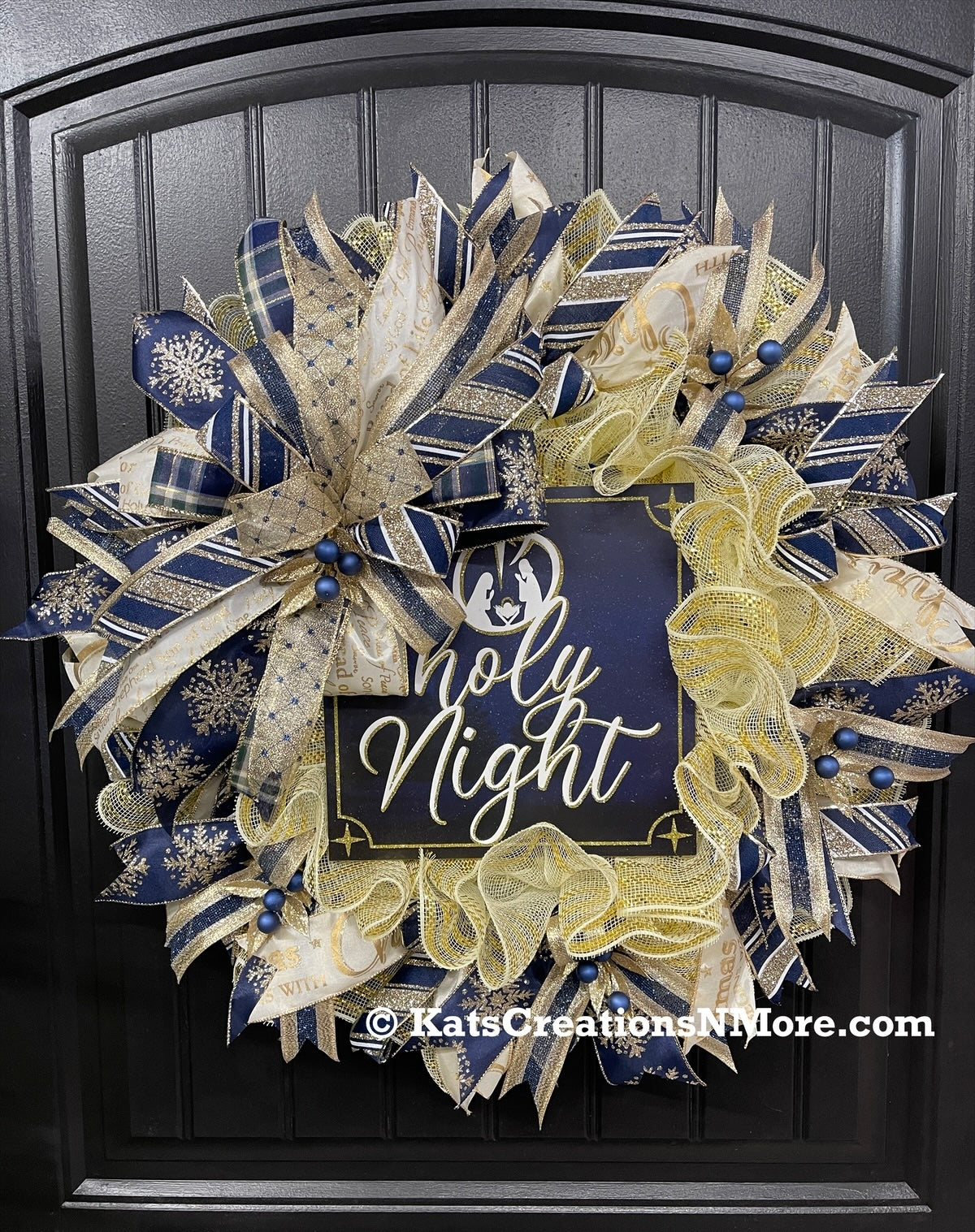 Oh Holy Night Nativity Wreath, Christmas Religious Front Door Decor, KatsCreationsNMore