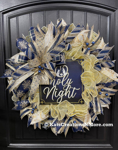 Oh Holy Night Nativity Wreath, Christmas Religious Front Door Decor, KatsCreationsNMore