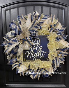 Oh Holy Night Nativity Wreath, Christmas Religious Front Door Decor, KatsCreationsNMore