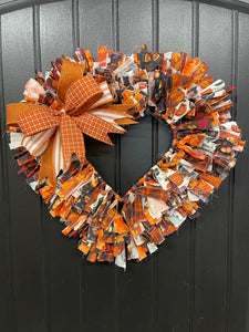 Fall Primitive Rag Wreath, Autumn Country Front Door Decor, KatsCreationsNMore