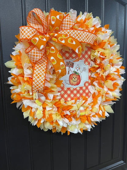 Halloween Boo Ghost Candy Corn Wreath, KatsCreationsNMore