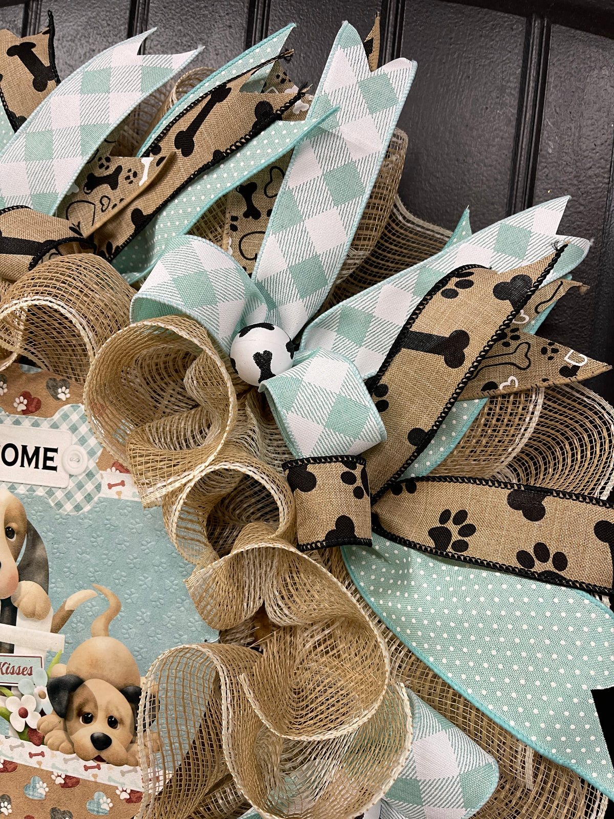 Welcome Dog Kisses Wreath, Puppy Love Front Door Decor, KatsCreationsNMore