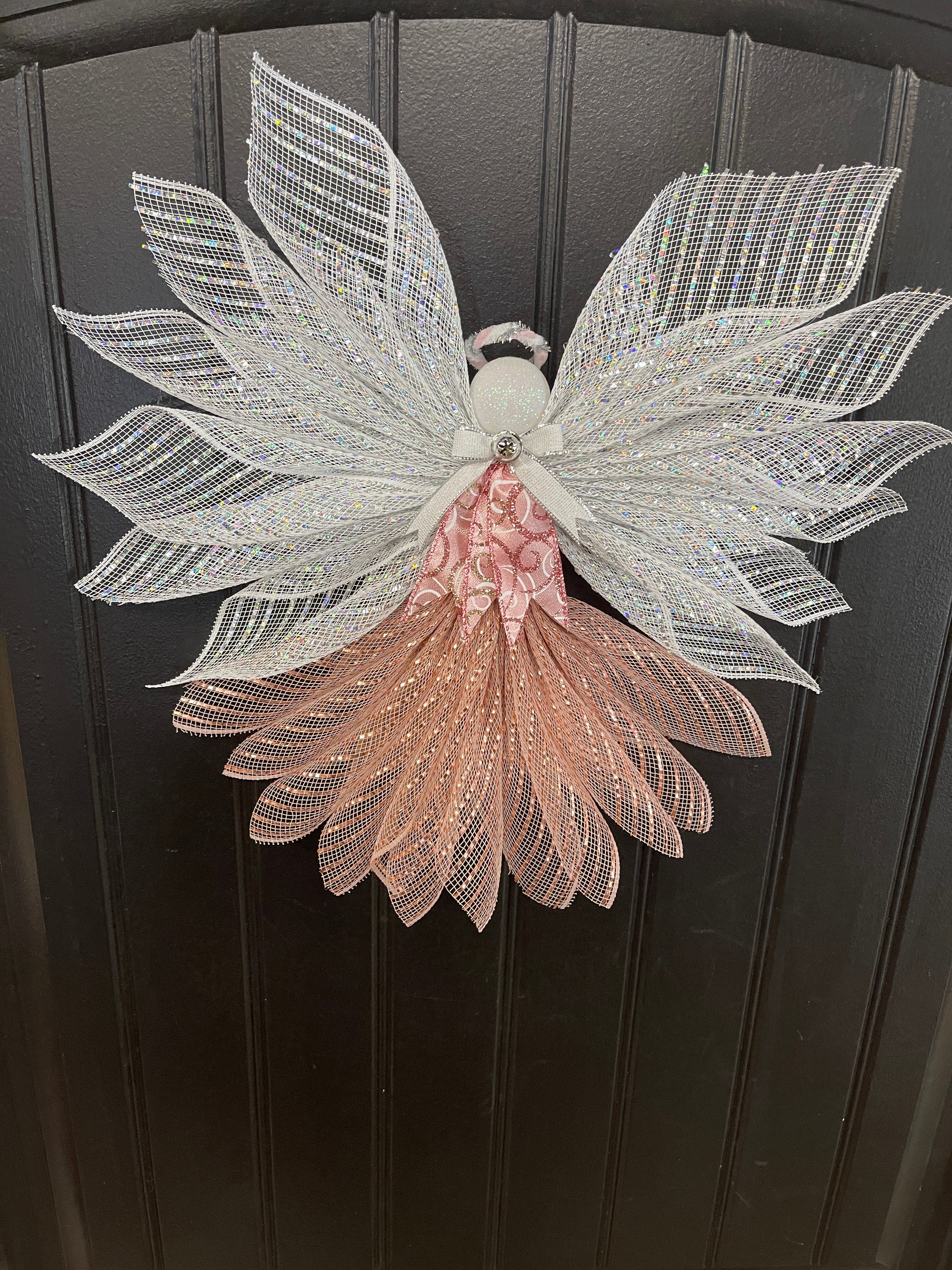 Rose Gold Christmas Angel Tree Topper, Guardian Angel, Graveside Memorial, KatsCreationsNMore