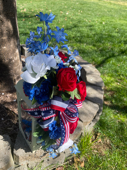 Patriotic Floral Lantern Swag