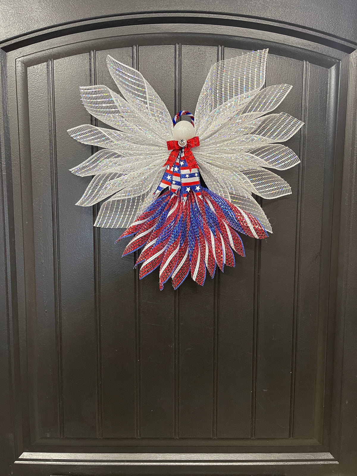 Limited Edition Patriotic Angel – America 250th Anniversary Decor, Liberty Angel Wreath Attachment, Red White Blue Deco Mesh Angel, 4th of July Door Decor, Faith Limited Edition Angel, KatsCreationsNMore