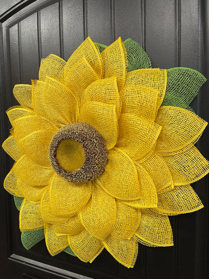 Spring Sunflower Wreath, Floral Front Door Decor, KatsCreationsNMore