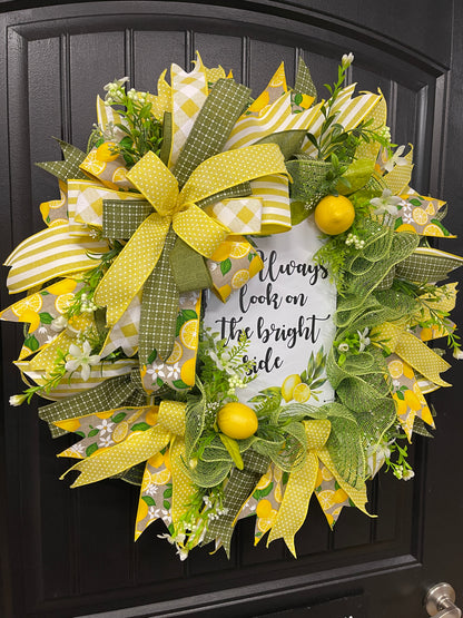 Summer Lemon Deco Mesh Wreath, Lemon Front Door Wreath, Bright Side Wreath, Summer Door Decor, Yellow Lemon Wreath, Always Look On The Bright Side Lemon Deco Mesh Wreath, KatsCreationsNMore