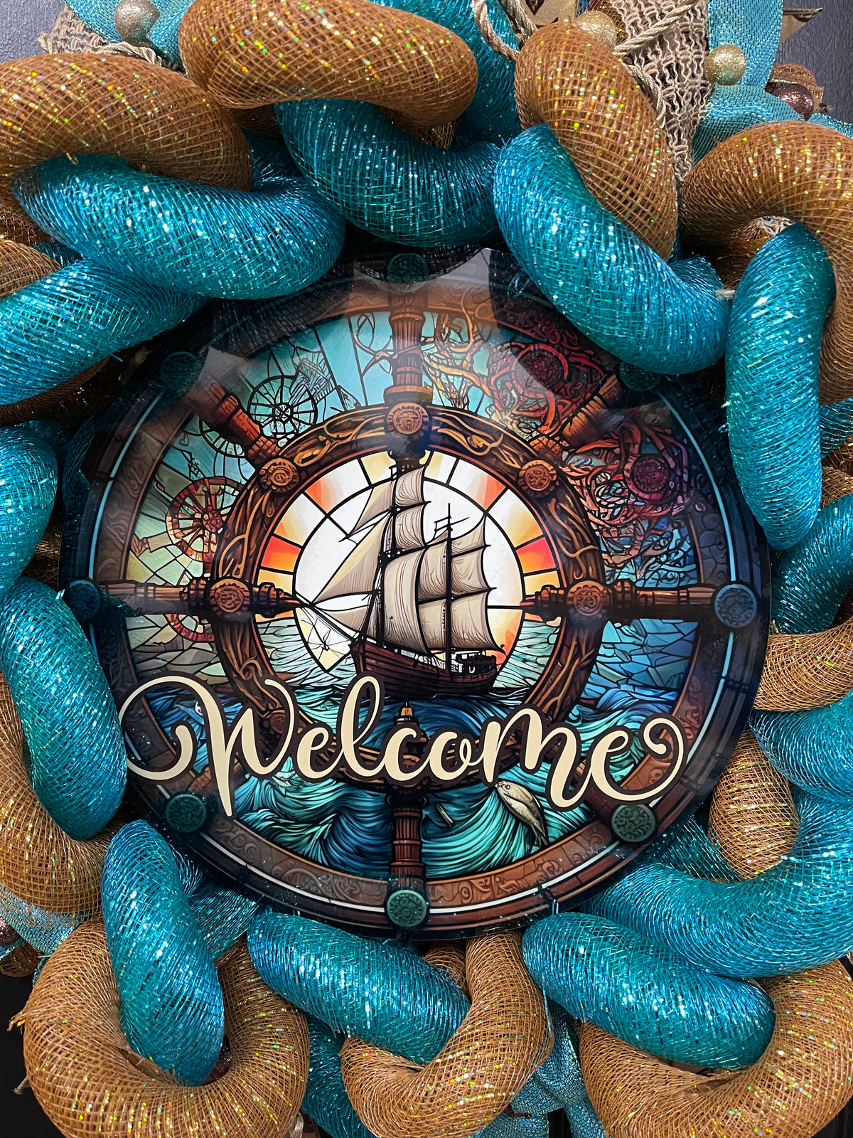 Sailing Ship Nautical Welcome Wreath, Gift for Him, KatsCreationsNMore