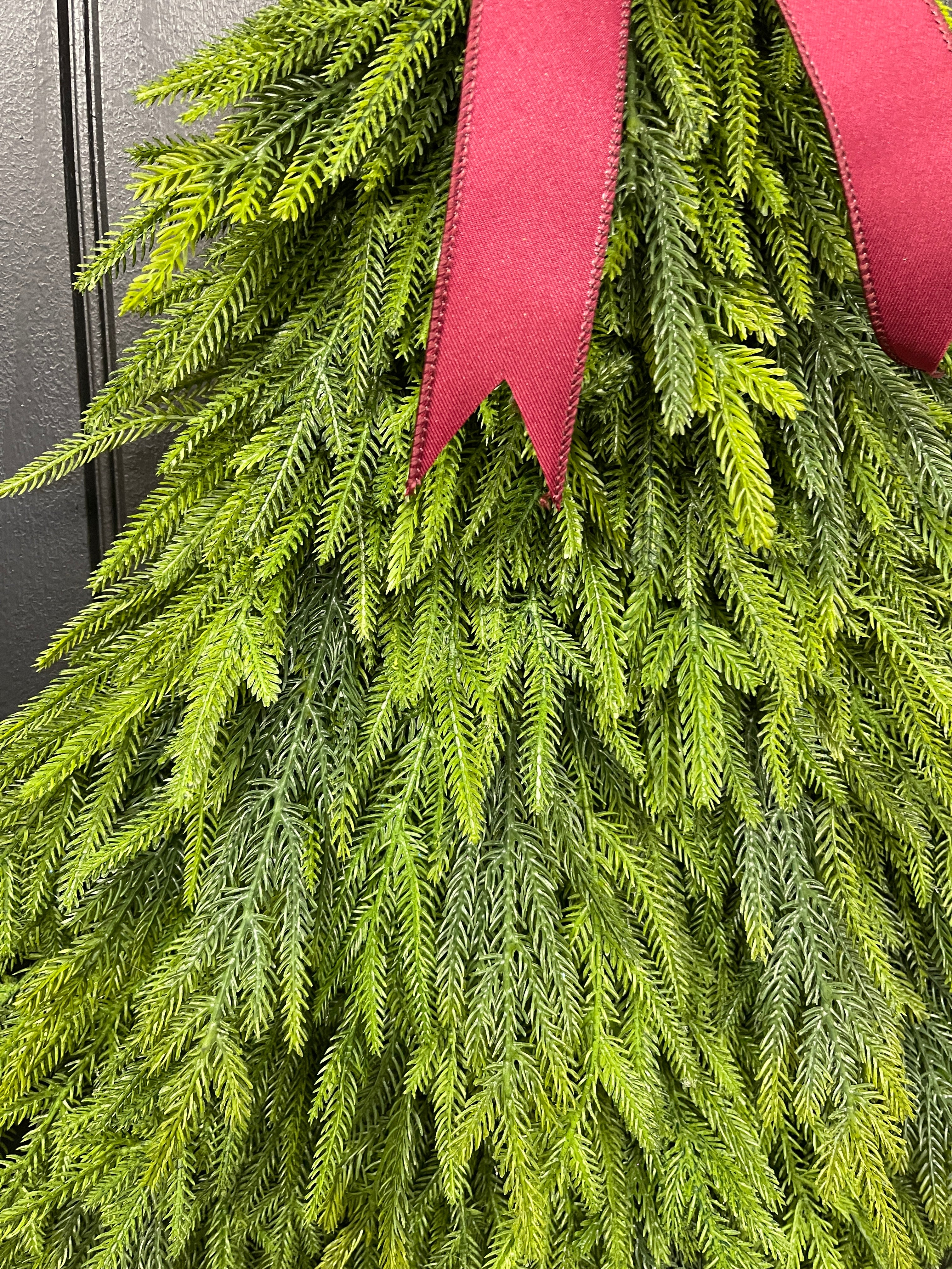 Norfolk Artificial Pine Tree Christmas Wreath, Winter Real Touch Front Door Decor, KatsCreationsNMore