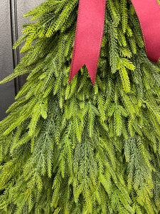 Norfolk Artificial Pine Tree Christmas Wreath, Winter Real Touch Front Door Decor, KatsCreationsNMore