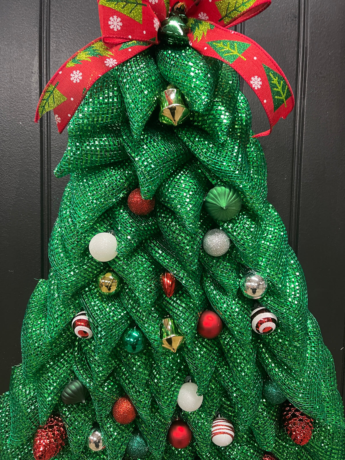Traditional Christmas Tree Wreath, Holiday Front Door Decor, KatsCreationsNMore