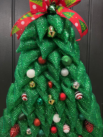 Traditional Christmas Tree Wreath, Holiday Front Door Decor, KatsCreationsNMore