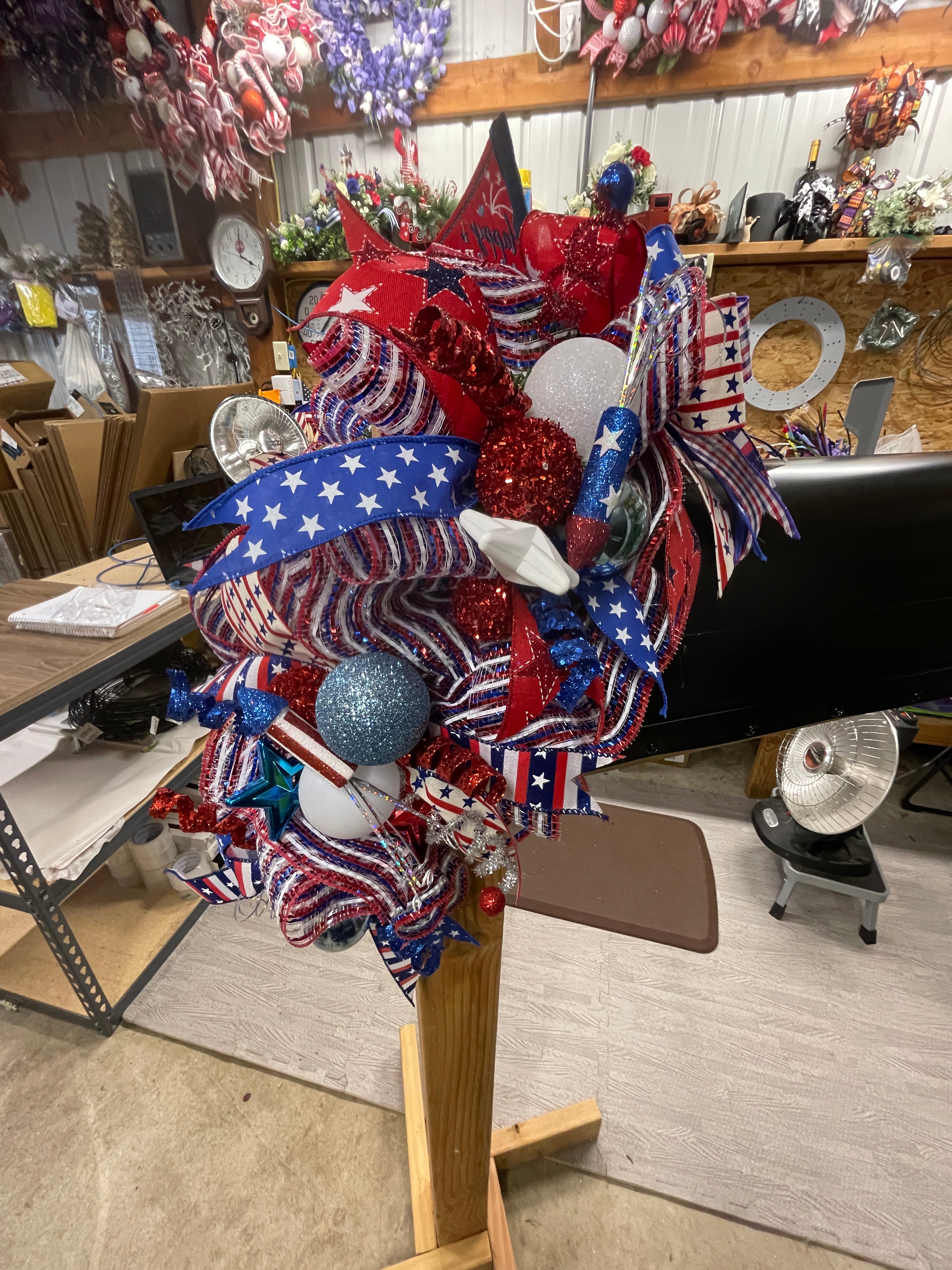 Patriotic Mailbox Swag, 4th of July Table Runner Centerpiece, KatsCreationsNMore