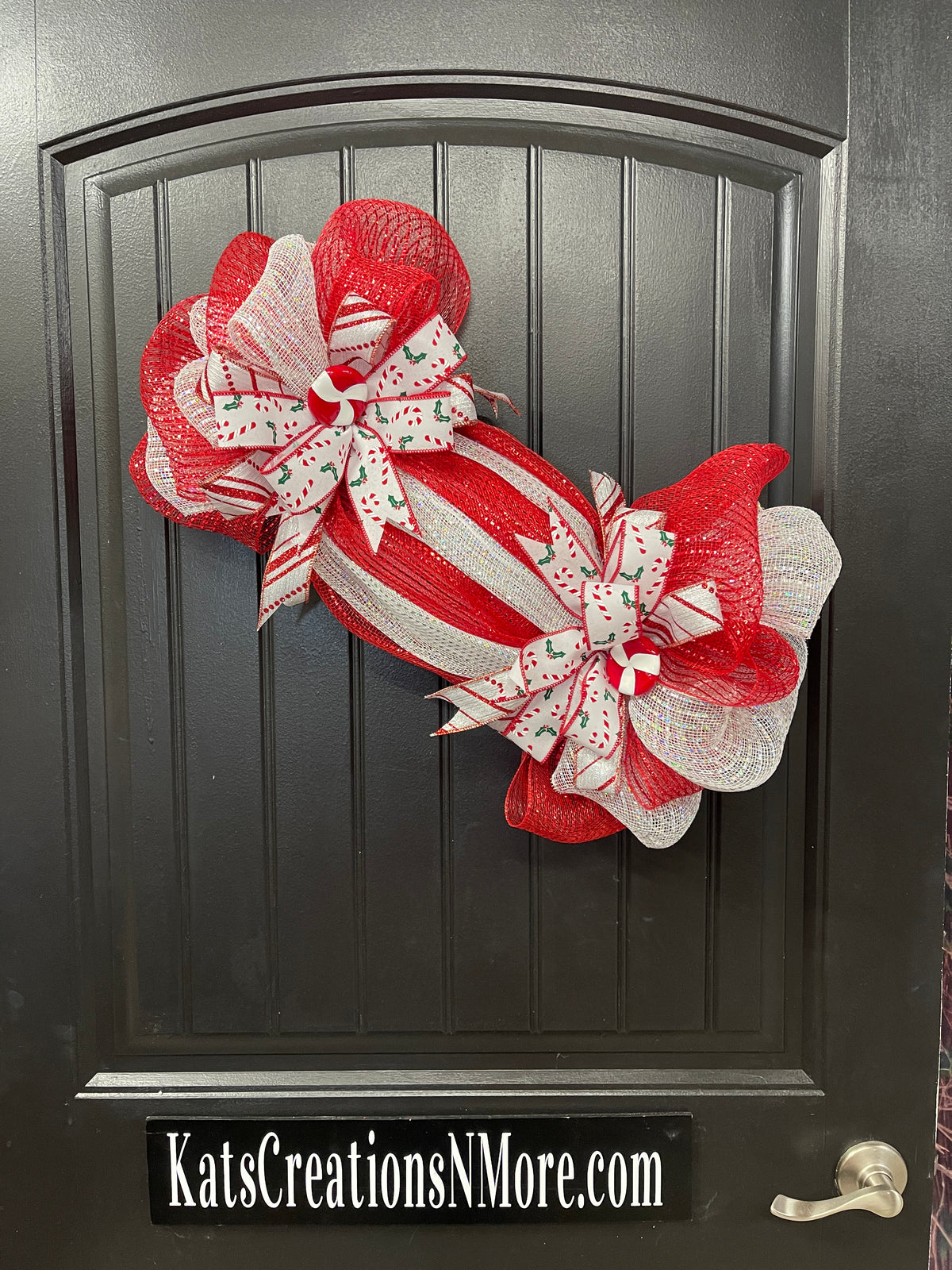 New Peppermint Wrapped Christmas Candy Wreath, Holiday Sweet Confectionery Door Hanger,