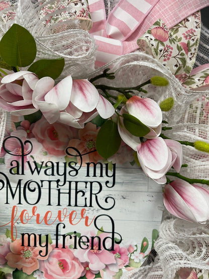 Magnolia Floral Mothers Day Wreath, Everyday Front Door Decor, KatsCreationsNMore, Gift for Mom