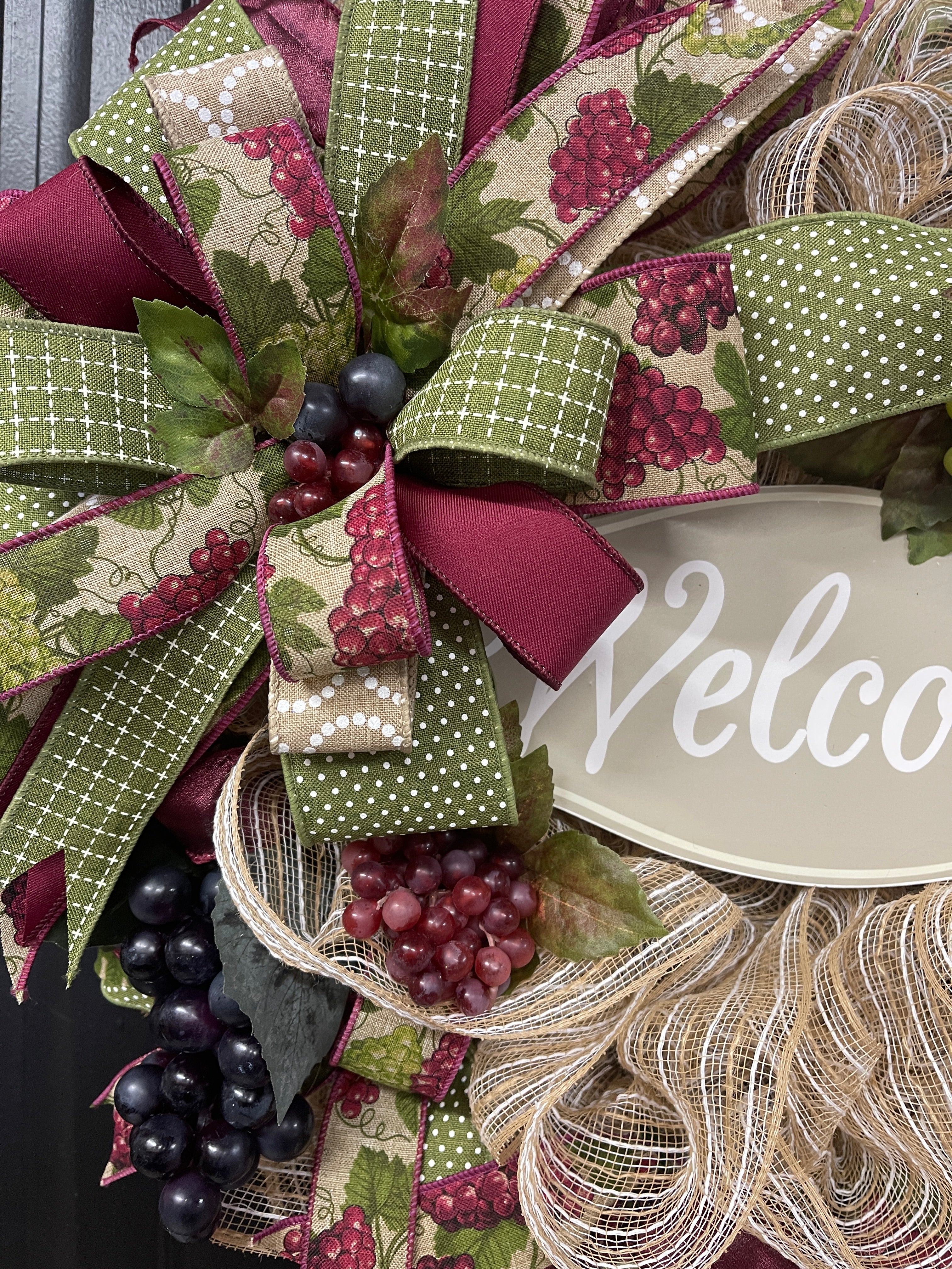 Winery Welcome Wreath, Tuscan Vineyard Front Door Decor, KatsCreationsNMore