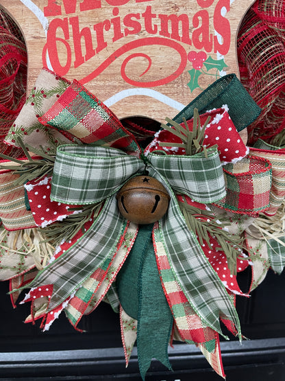 Rustic Country Merry Christmas Star Wreath, Primitive Holiday Front Door Decor, KatsCreationsNMore