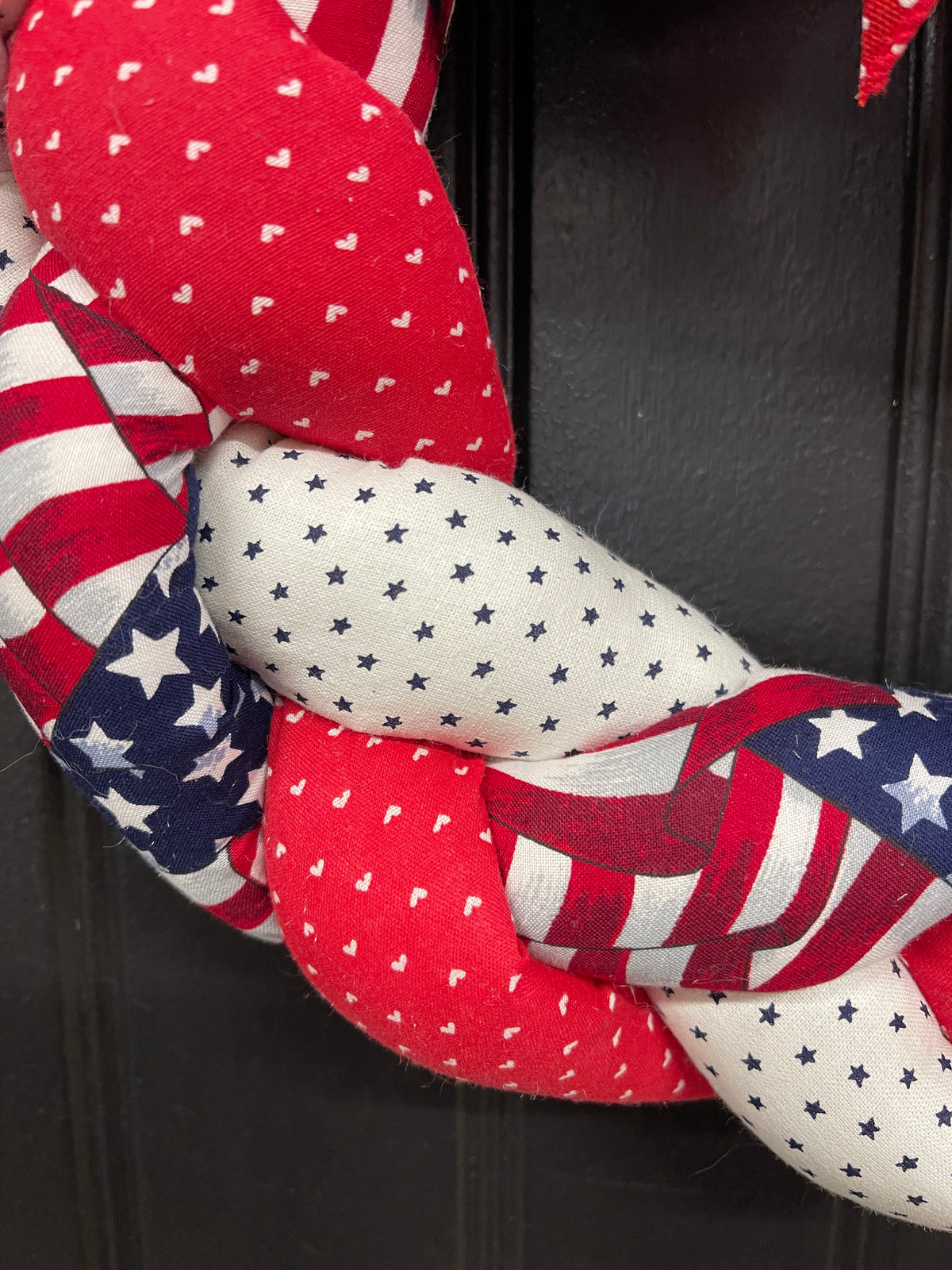 Fabric Braided Patriotic Wreath, Storm Door Home Decor, KatsCreationsNMore