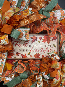 Fall Leaves Wreath,Autumn Front Door Decor,KatsCreationsNMore