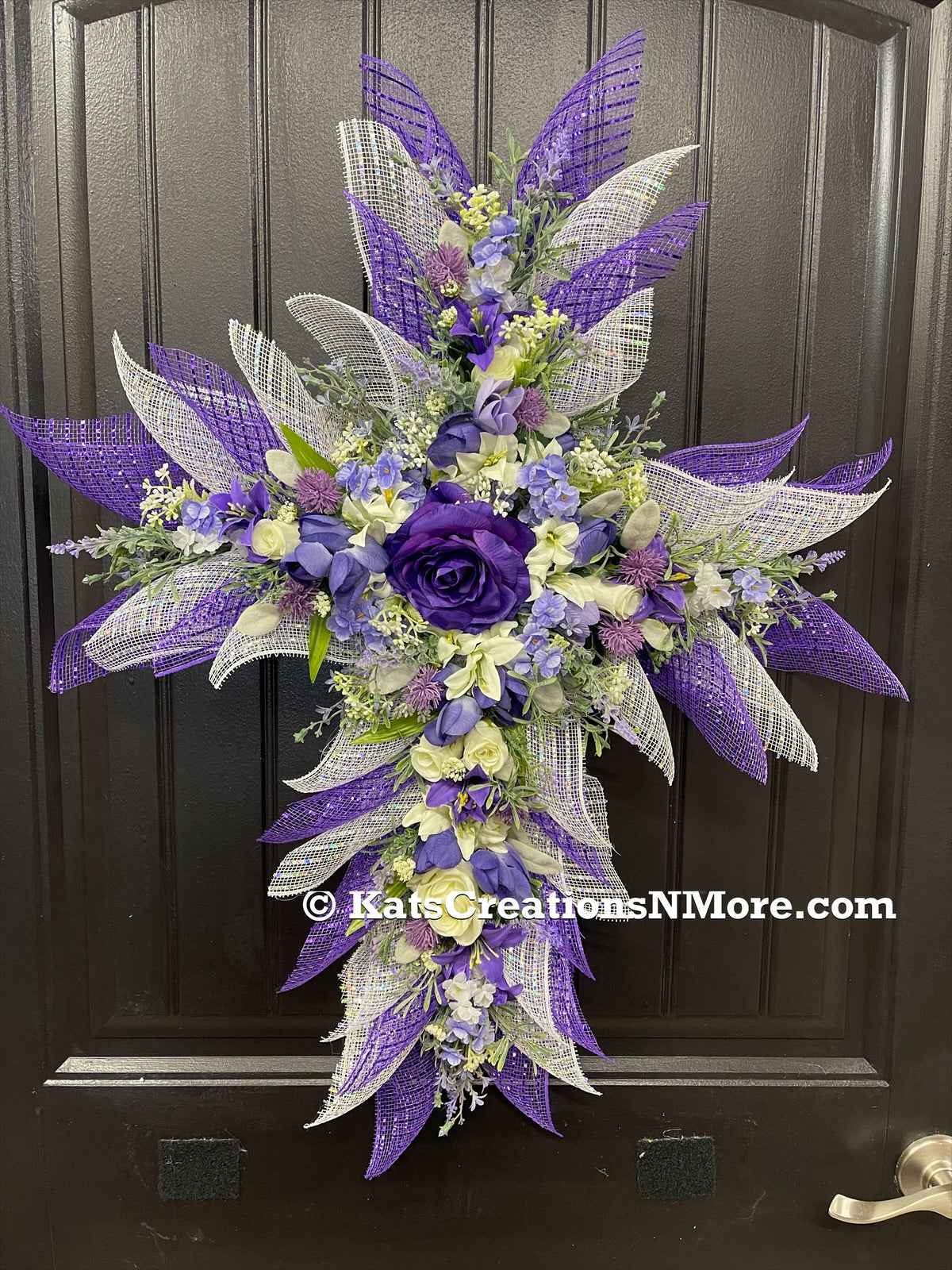 Purple Floral Cross Wreath