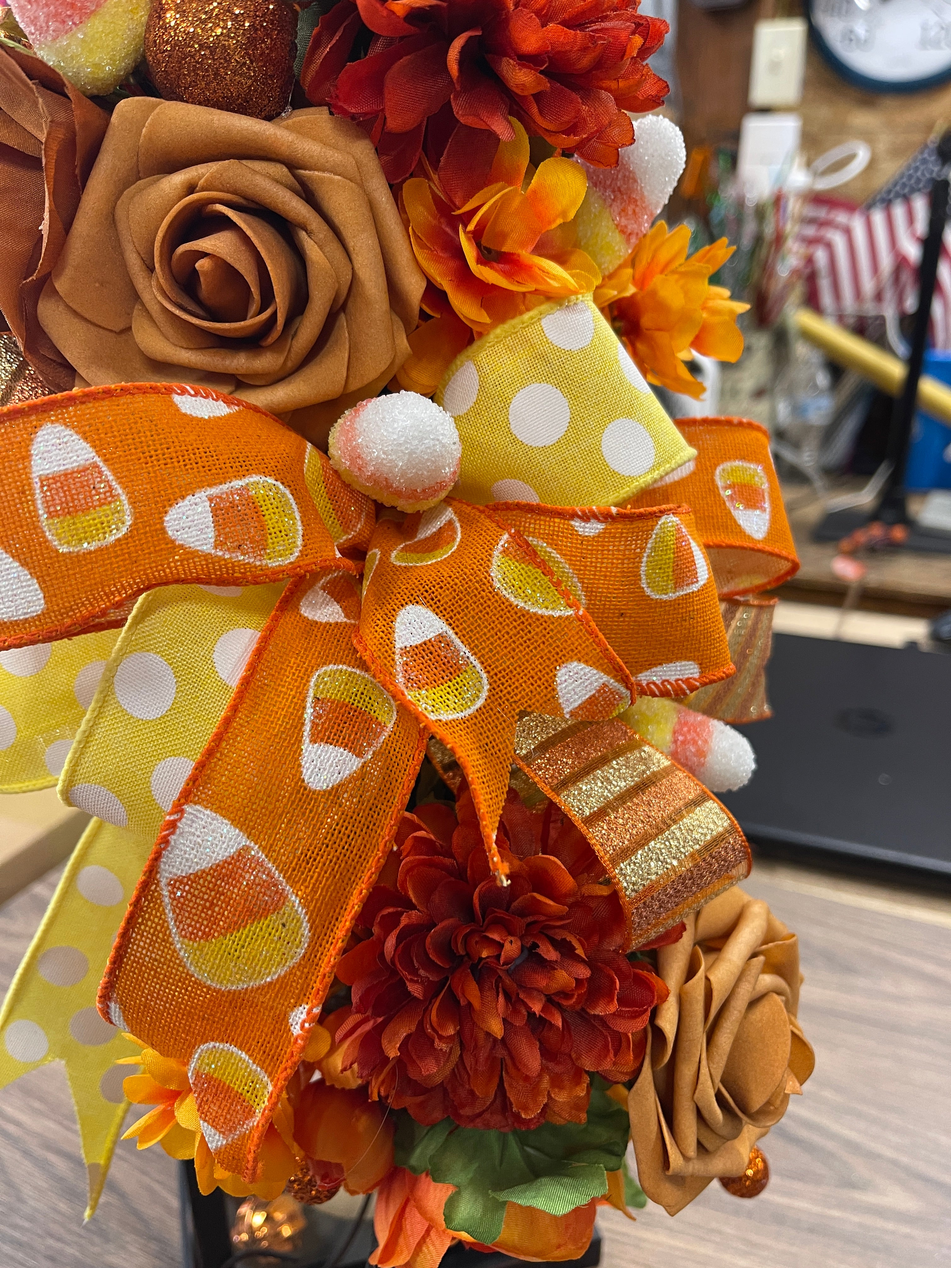 Candy Corn Lantern Swag, Halloween Table Runner, KatsCreationsNMore