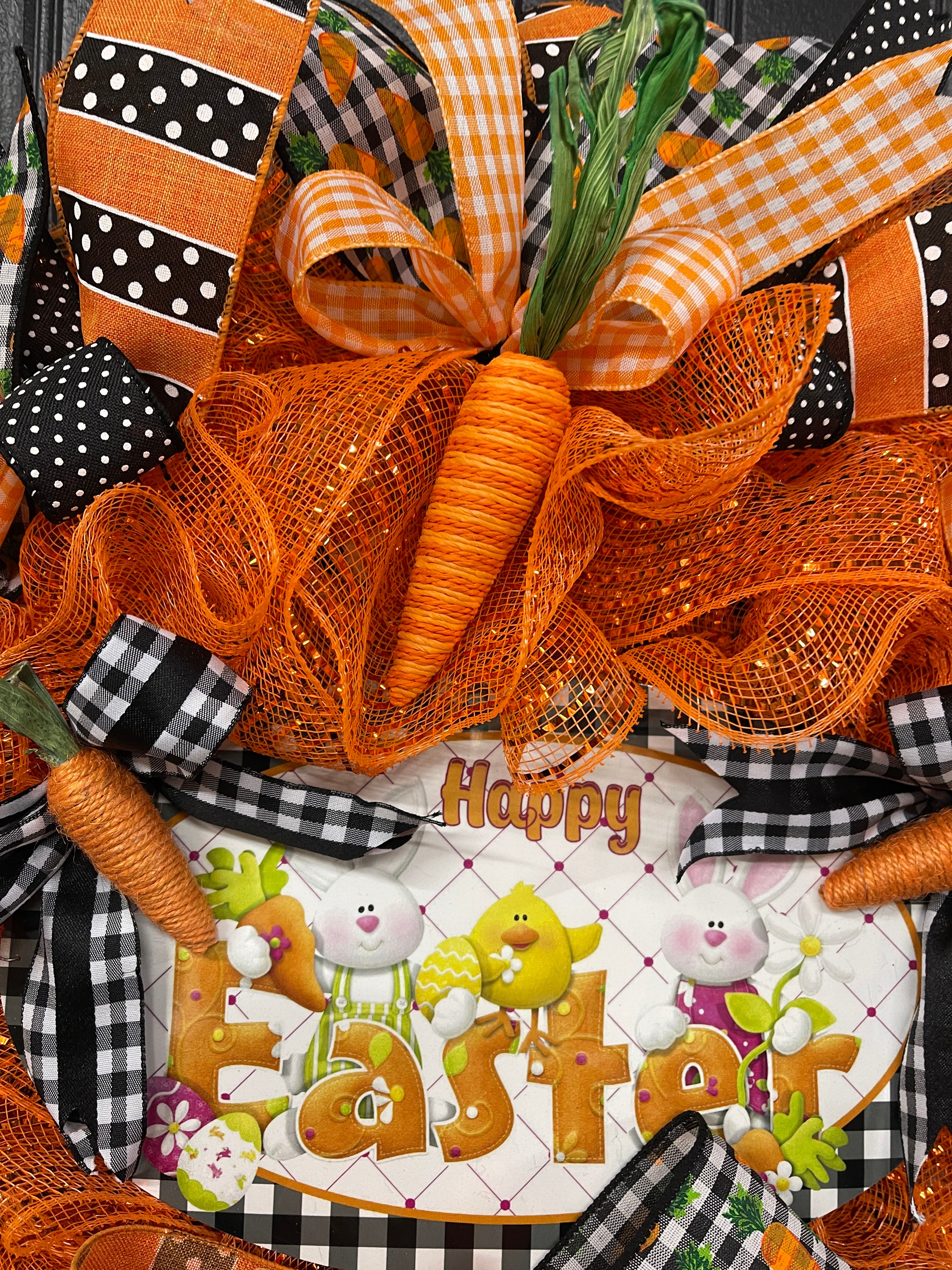 Happy Easter Carrot Wreath, Spring Front Door Decor, KatsCreationsNMore