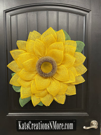 Spring Sunflower Wreath, Floral Front Door Decor, KatsCreationsNMore