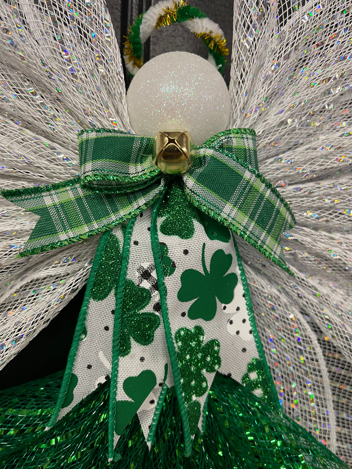 St. Patrick’s Day Angel Tree Topper, Irish Guardian Angel Wall Hanging, Holiday Graveside Memorial, KatsCreationsNMore
