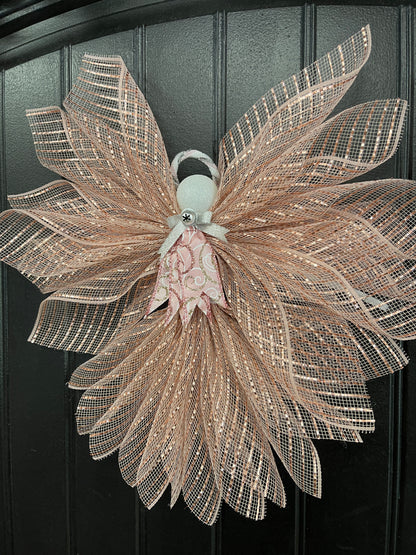 Rose Gold Angel Tree Topper, Christmas Angel Decor, Graveside Memorial, Guardian Prayer Angel Reminders, KatsCreationsNMore