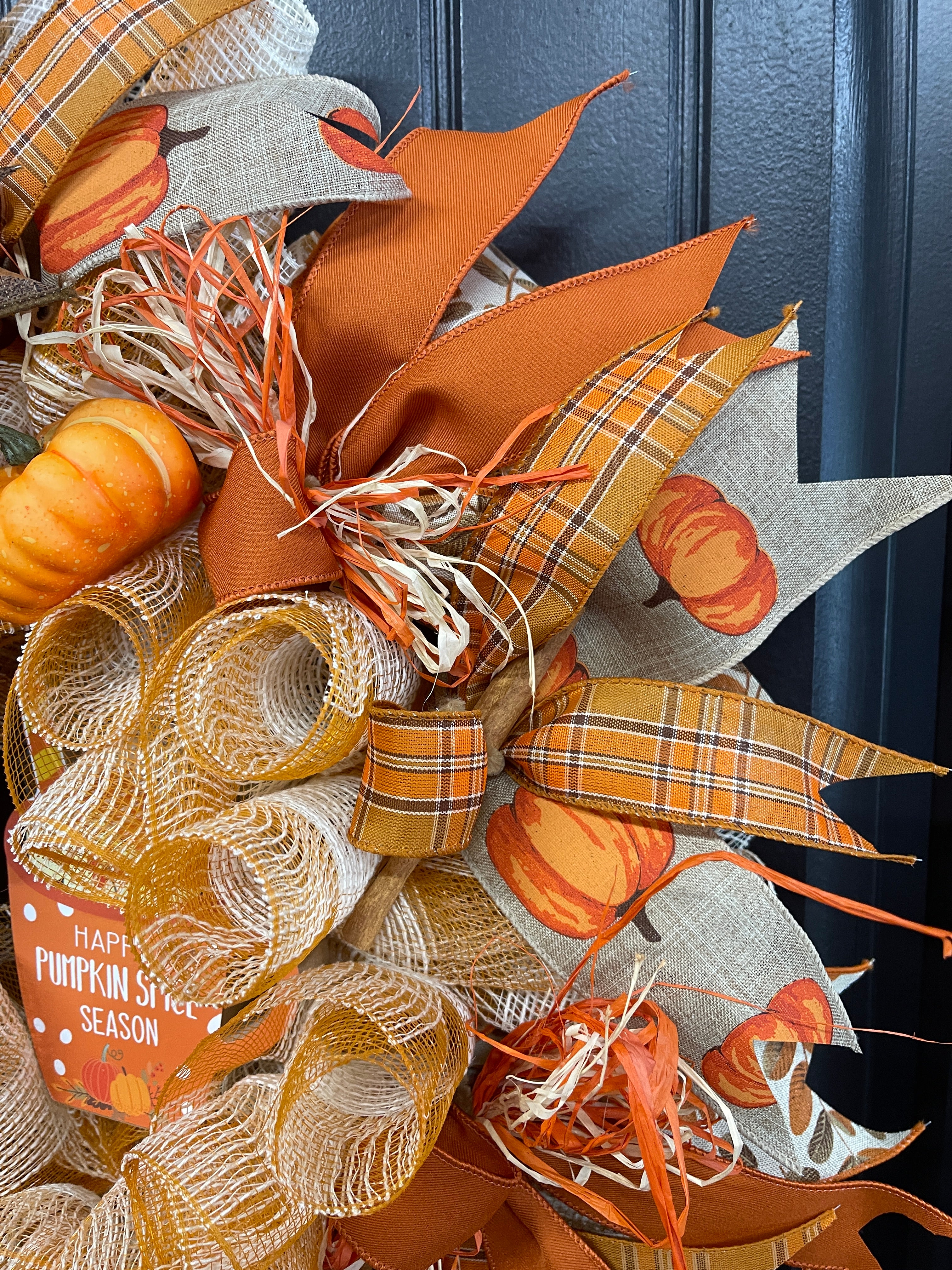 Pumpkin Spice Fall Wreath with Cinnamon Sticks – Cozy Farmhouse Autumn Door Décor, KatsCreationsNMore