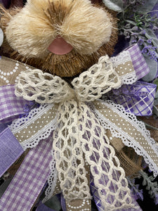 Spring Bunny Lavender Floral Swag, Easter Bunny Front Door Decor, Baby Shower Wall Decoration, KatsCreationsNMore