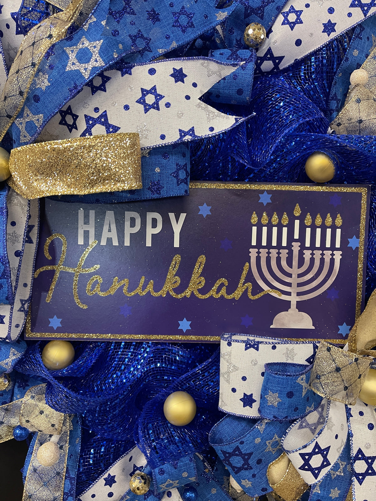 Happy Hanukkah Wreath, Star of David Jewish Winter Holiday Front Door Decor, Israel Support Home Decoration, KatsCreationsNMore
