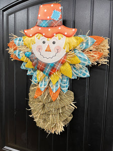 Rustic Raffia Scarecrow Wreath by KatsCreationsNMore