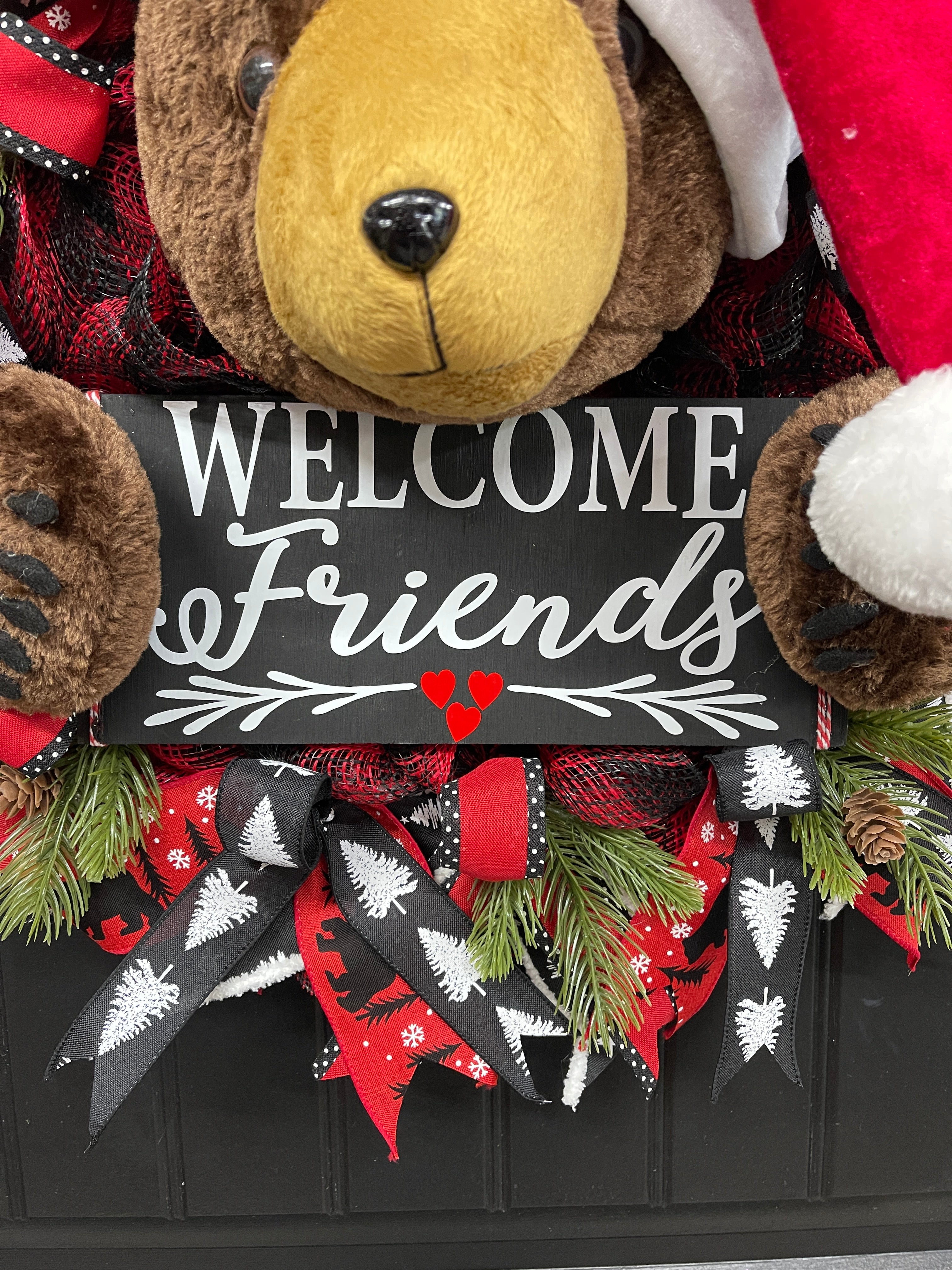 Beary Christmas Welcome Wreath, Mountain Cabin Decor, KatsCreationsNMore