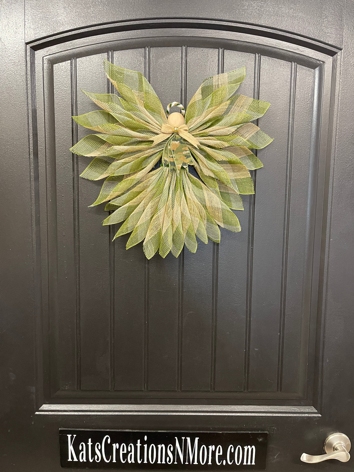 Army Military Angel Wreath, US Army Support Guardian Angel Wall Hanging, Veteran Tribute, Graveside Memorial, KatsCreationsNMore