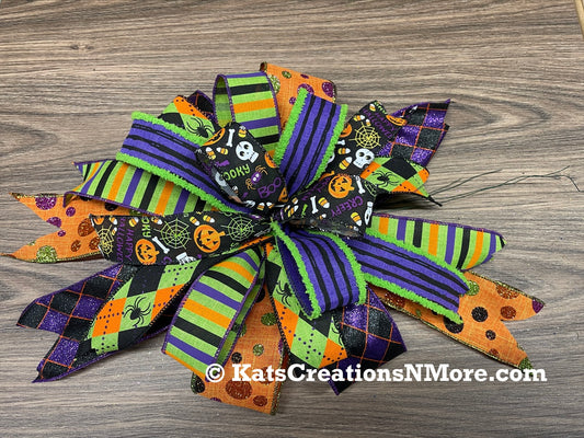 Halloween Bow Set, Mantle Bows, Carriage Light Decor, Fall Outdoor Decor, Stairway Bow Set