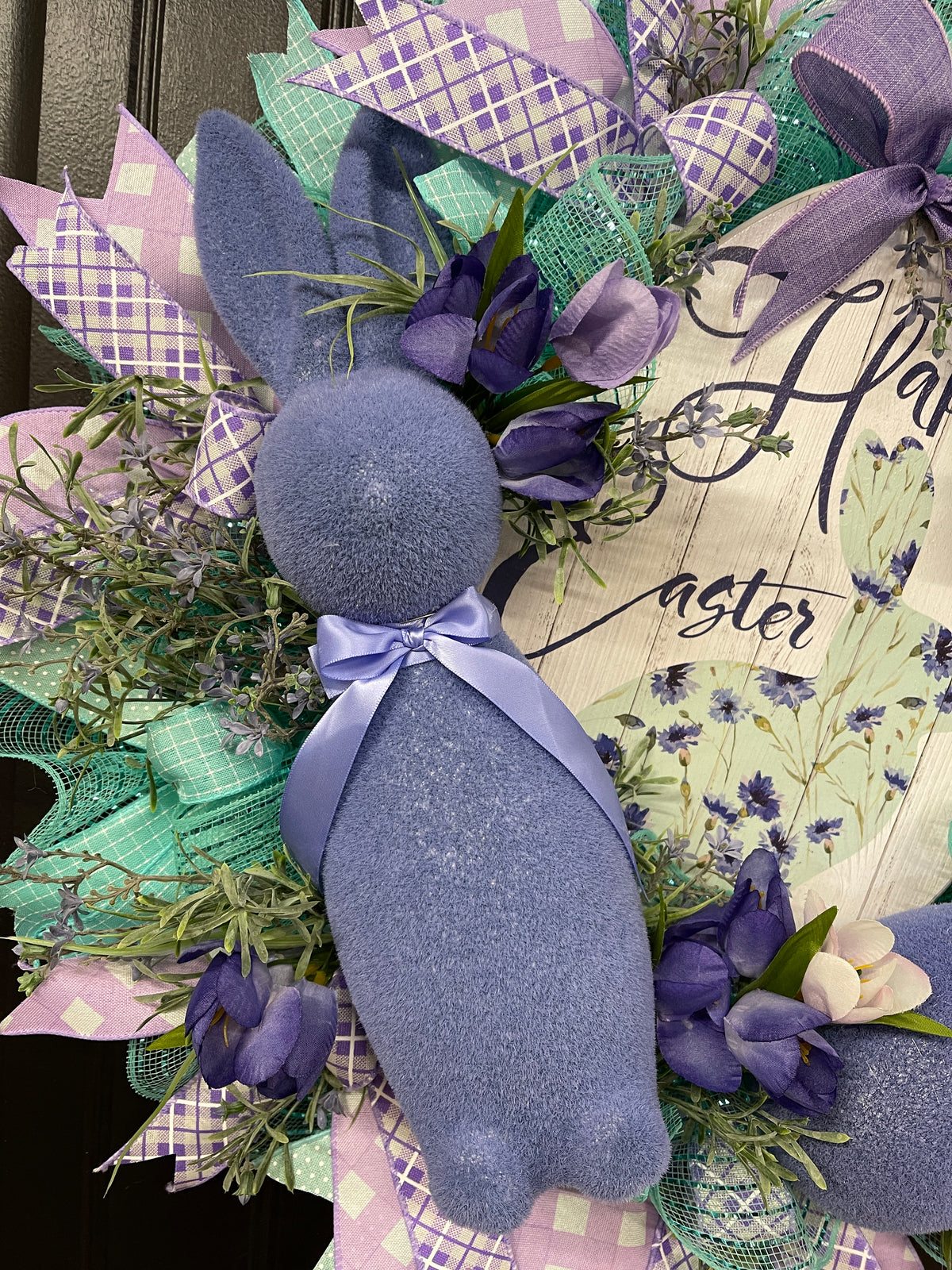Flocked Bunny Easter Wreath