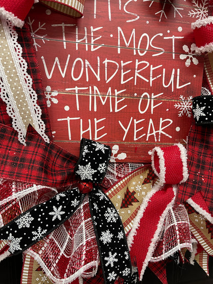It’s The Most Wonderful Time of the Year Christmas Buffalo Plaid Wreath