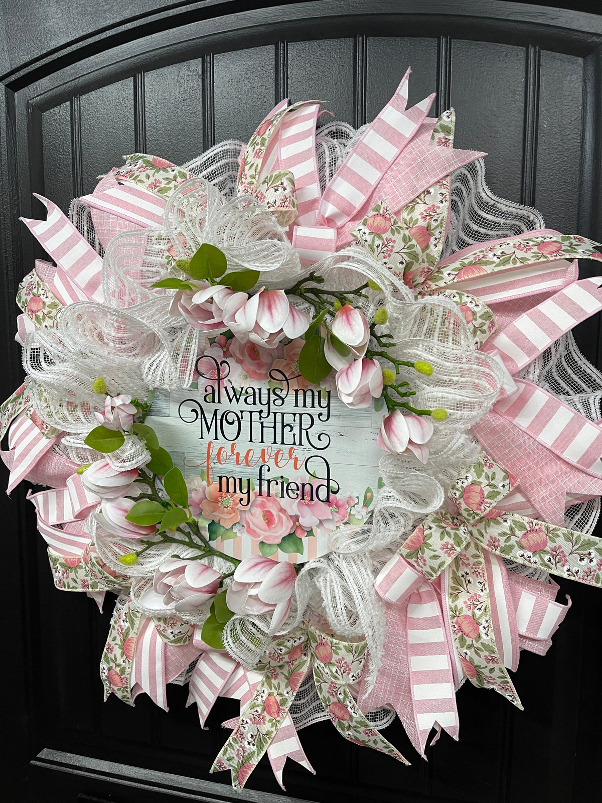 Magnolia Floral Mothers Day Wreath, Everyday Front Door Decor, KatsCreationsNMore, Gift for Mom