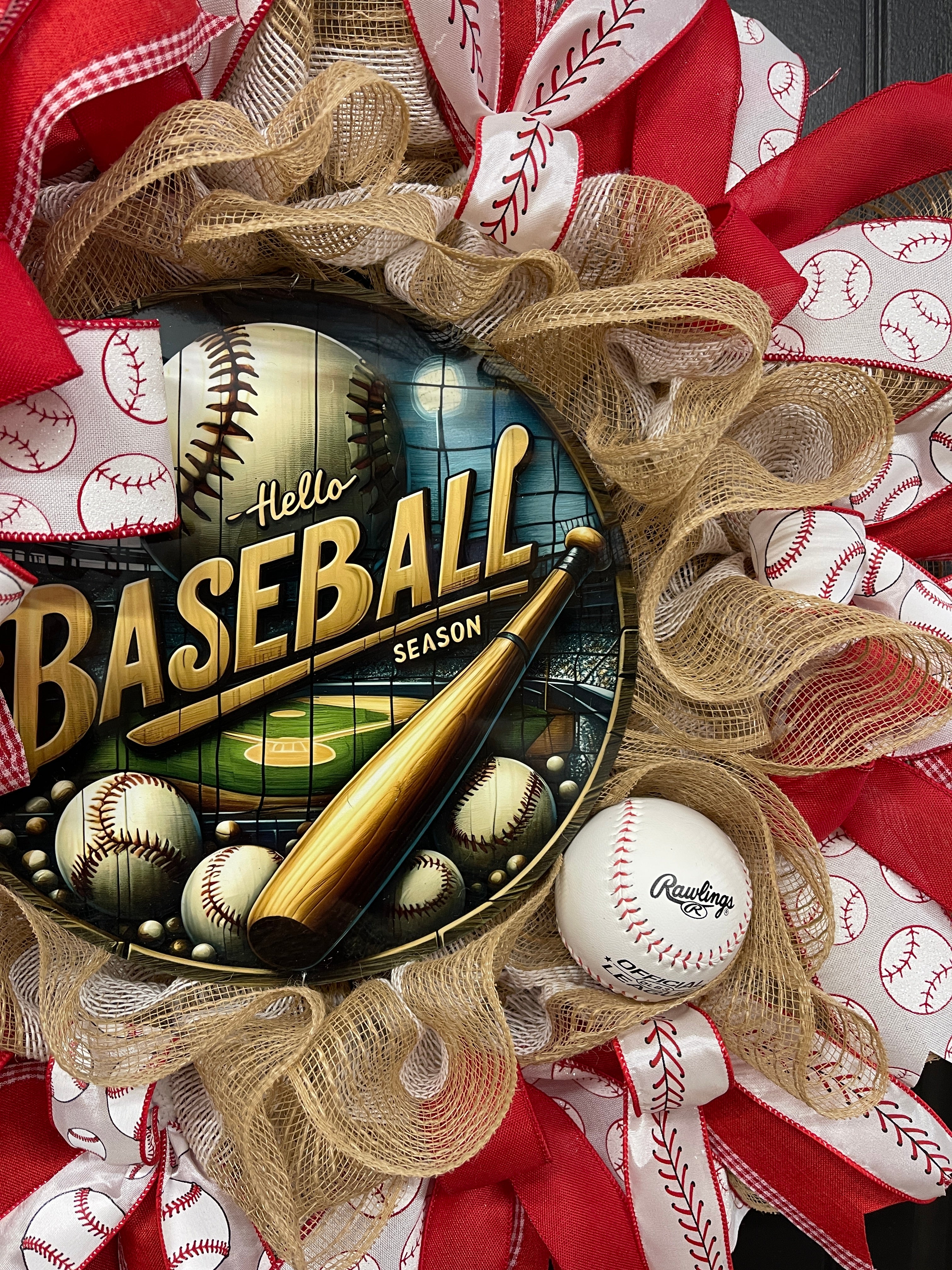 Baseball Season Wreath, KatsCreationsNMore, Sports Front Door Decoration