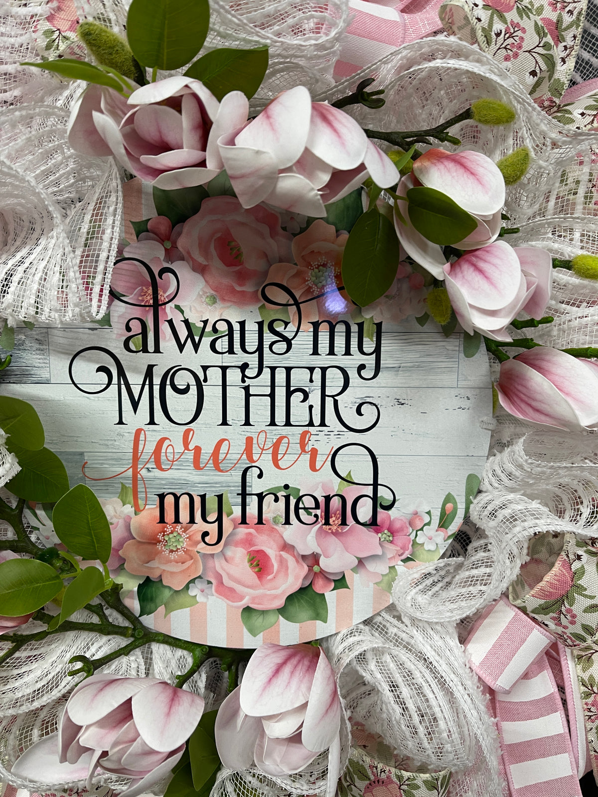 Magnolia Floral Mothers Day Wreath, Everyday Front Door Decor, KatsCreationsNMore, Gift for Mom
