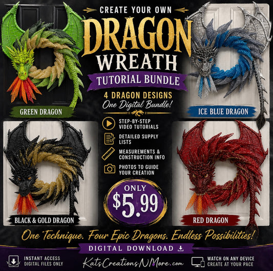 Dragon Wreath Tutorial Bundle | 4 Fantasy Dragon Wreath Designs | Step-by-Step Digital Wreath Making Tutorials