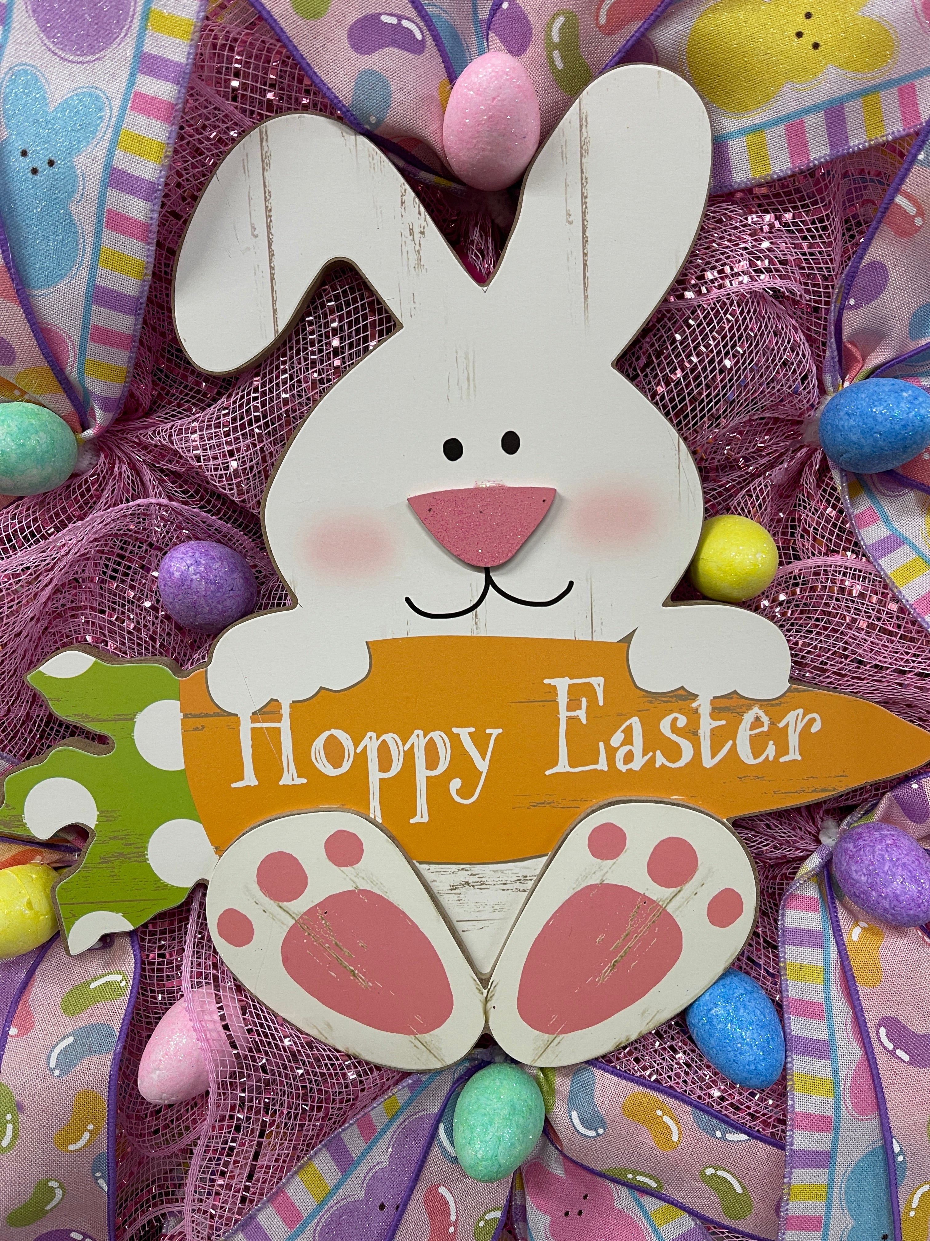Hoppy Easter Bunny Storm Door Wreath by KatsCreationsNMore