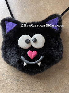 Furry Halloween Bat Face Wreath Attachment, Wreath Making Supply, KatsCreationsNMore