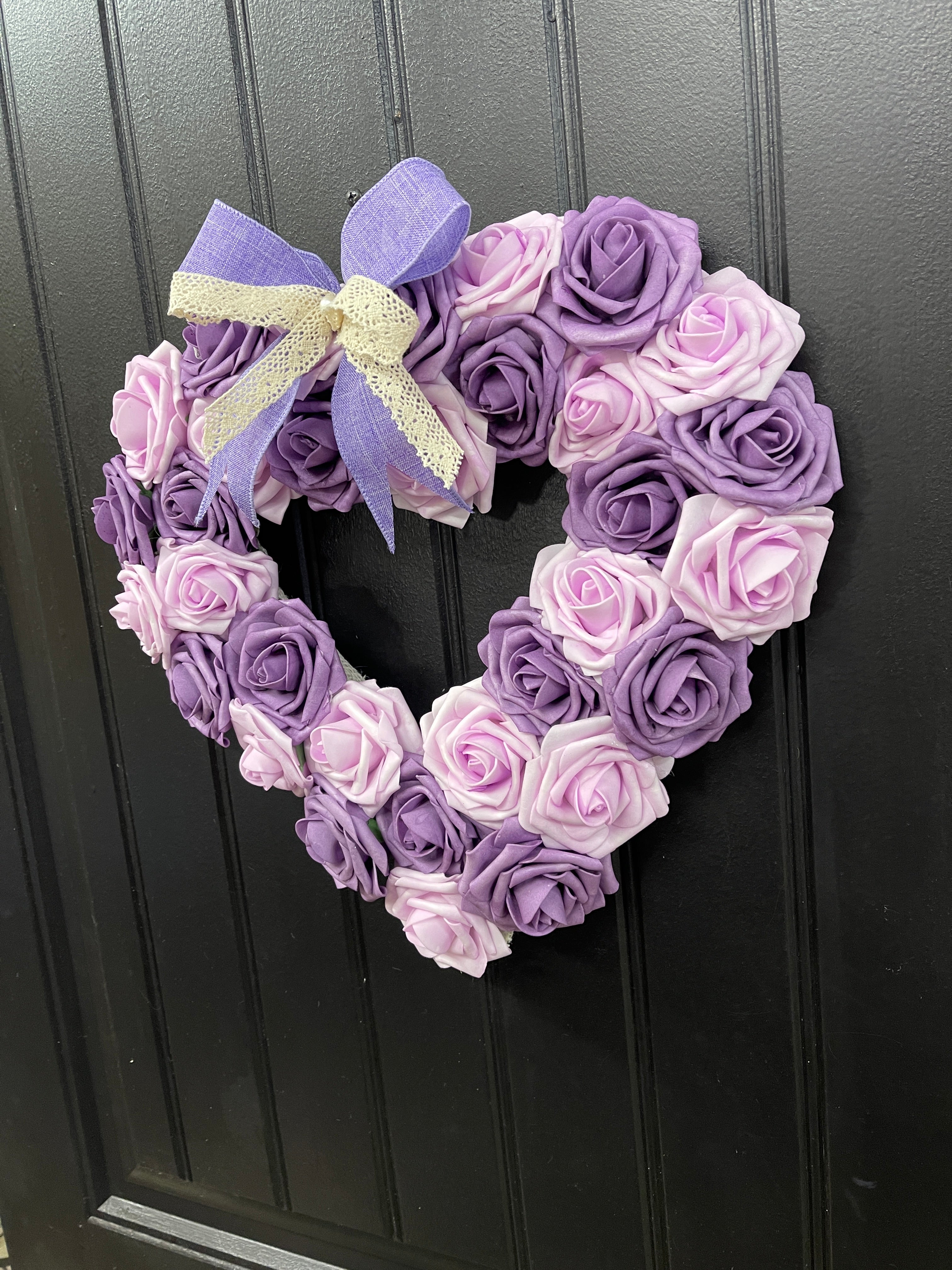 Lavender Rose Heart Shaped Wreath by KatsCreationsNMore