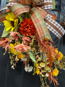 Fall Bike Wheel Floral Wreath, KatsCreationsNMore