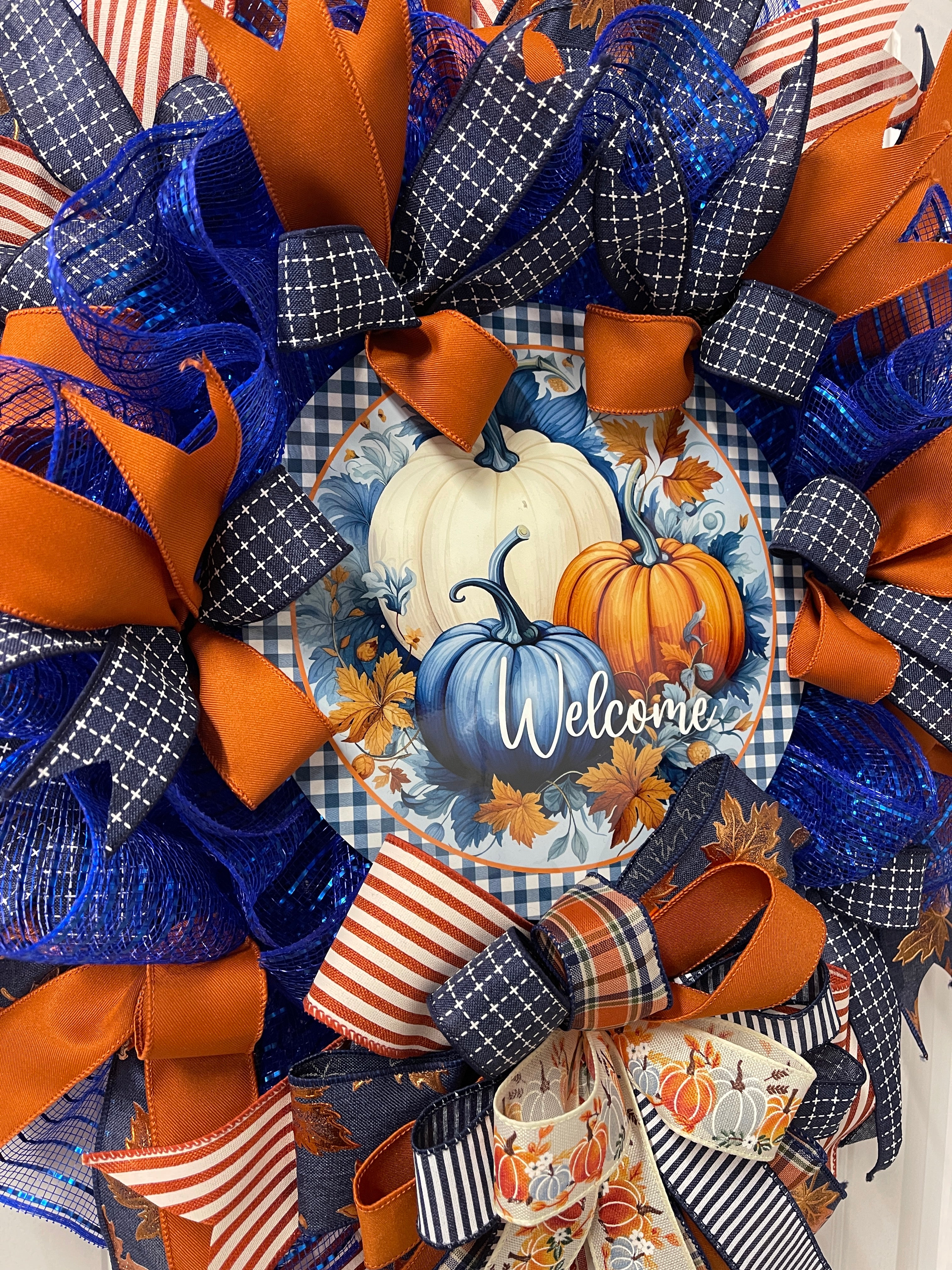 Fall Wrlcome Pumpkin Wreath, KatsCreationsNMore