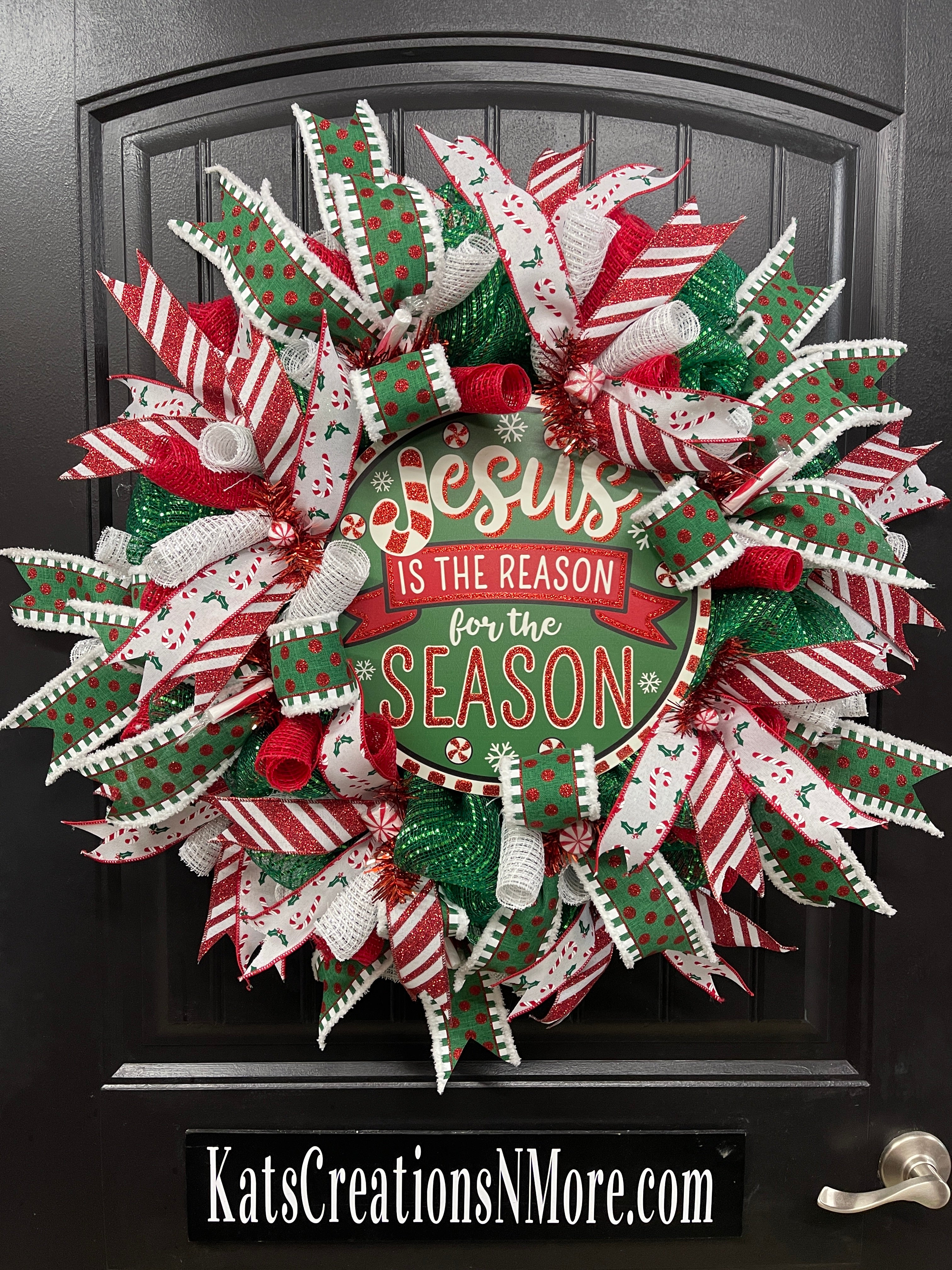 Jesus is the Reason for the Season Christmas Wreath, KatsCreationsNMore
