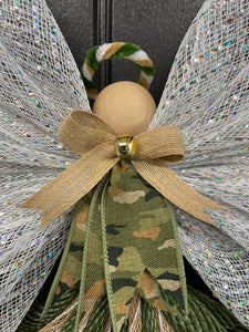 Army Military Angel Tree Topper Wreath, Graveside Memorial
