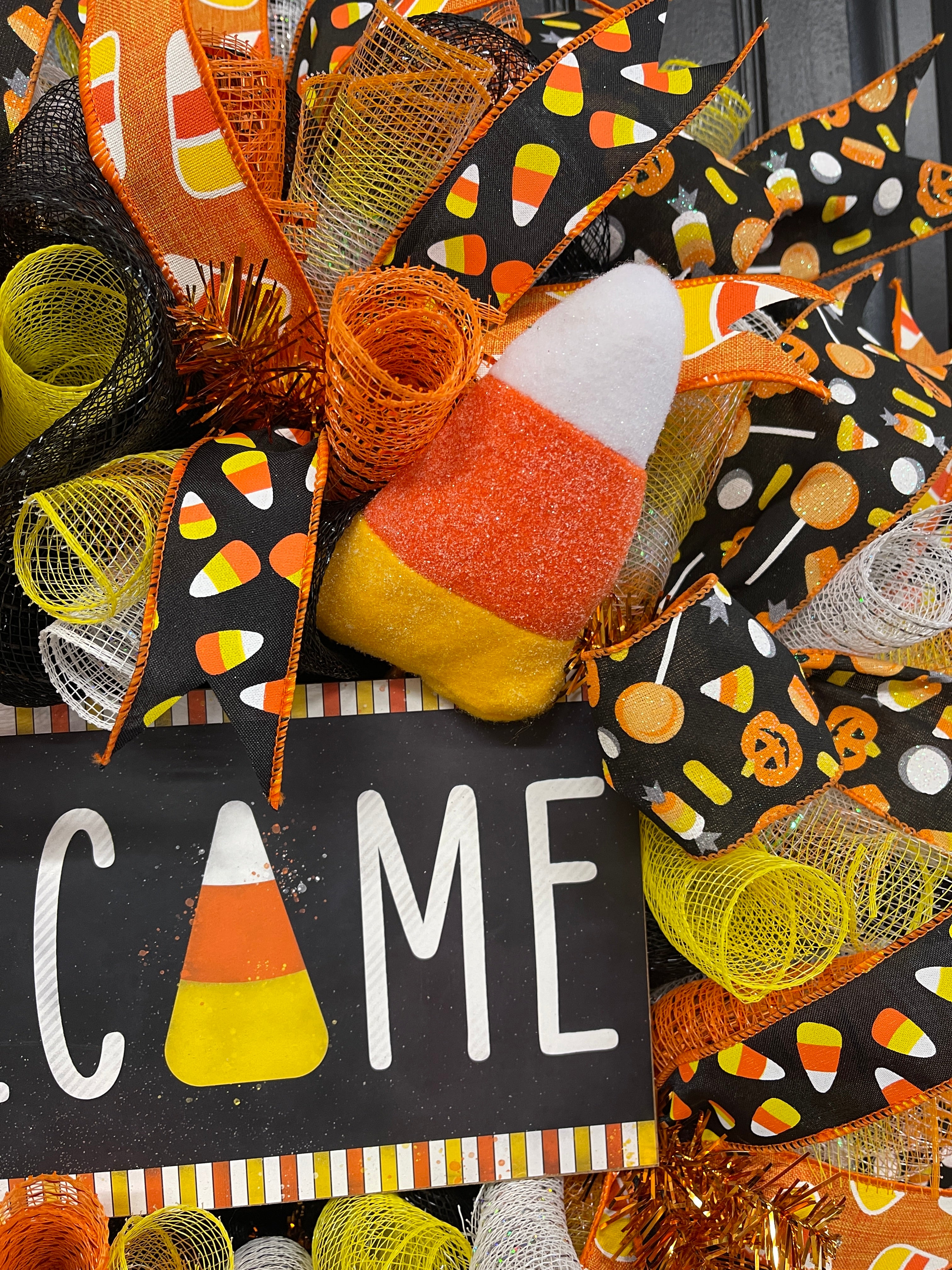 Candy Corn Halloween Welcome Wreath